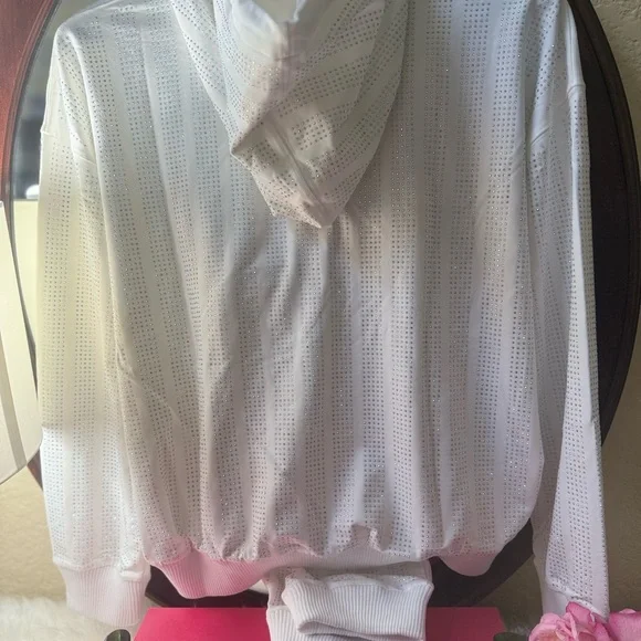 Plus Size (Luxury Curvy) White Rhinestone Hoodie and Pants Set - Picture 8 of 11